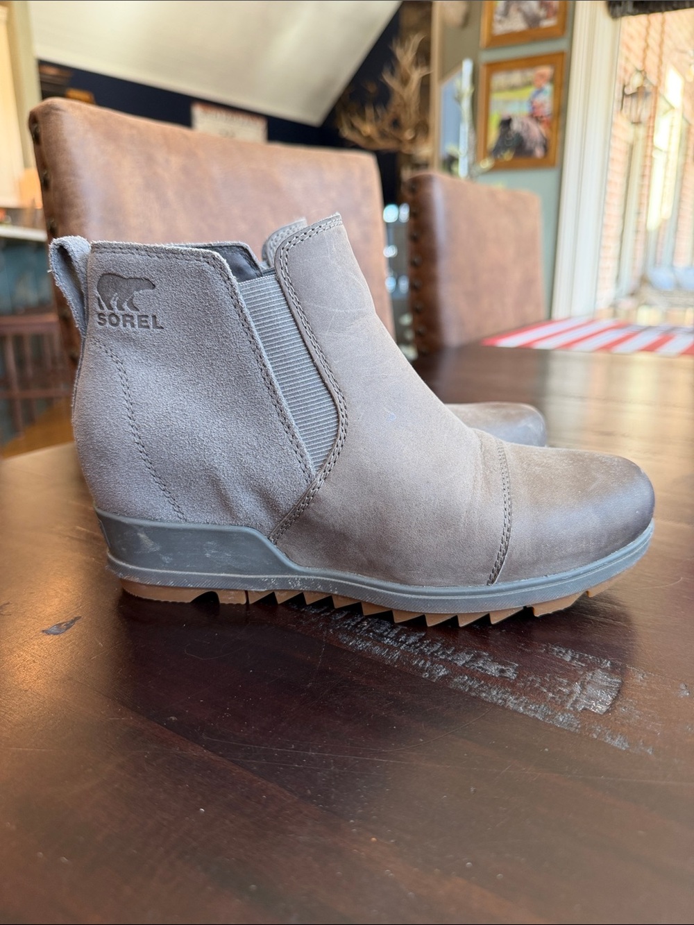 Sorel Taupe Suede Wedge Chelsea Boot
